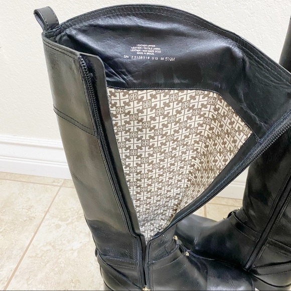Tory Burch Brita black leather riding boots size 5.5 - Picture 10 of 11